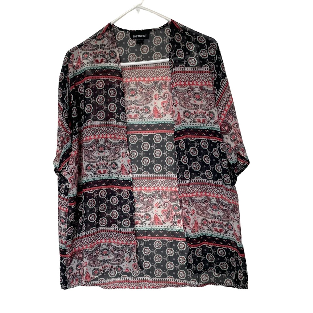 Joe Boxer Bandana Pattern Open Front Cardigan Size S
